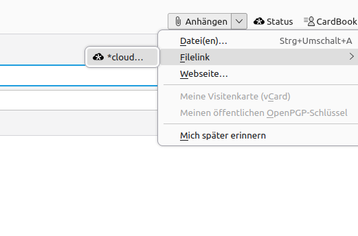 Anhang auswählen und automatisch in der NextCloud ablegen lassen